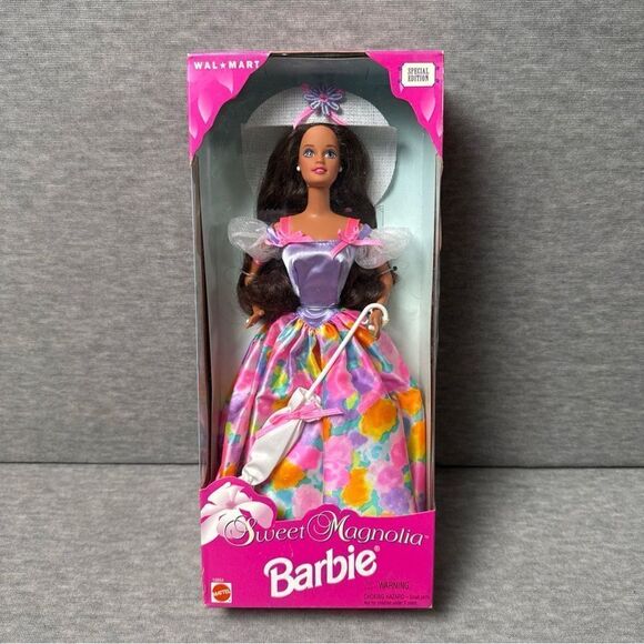 Vintage 1995 Mattel Sweet Magnolia Barbie Doll Walmart Special Edition Brunette - Picture 1 of 8